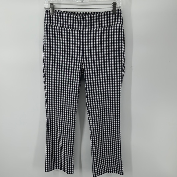 J. McLaughlin Navy and White Checkered Leggings W/Back Pockets Size 6 - Picture 1 of 10
